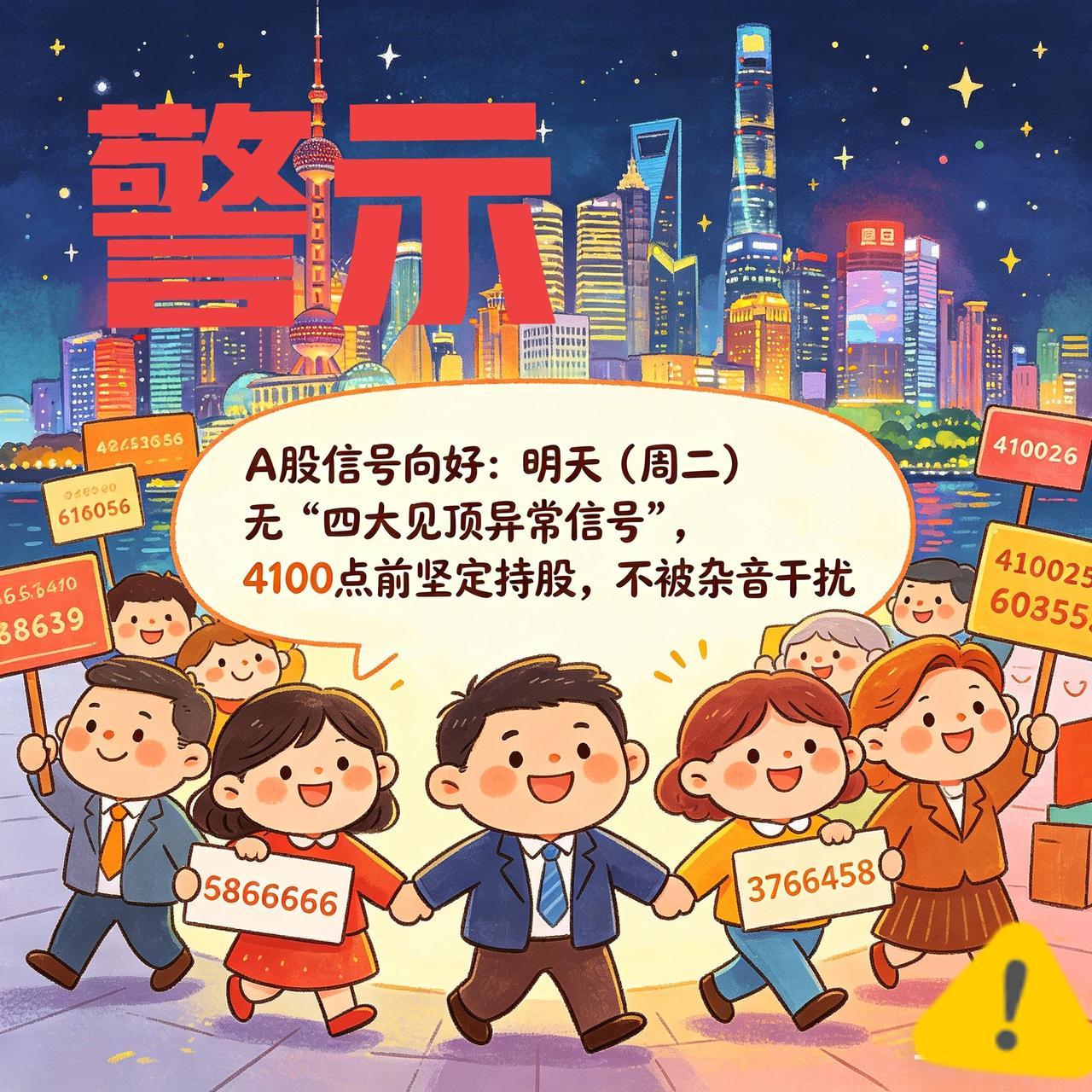 [彩虹] A股信号向好：明天（周二）无“四大见顶异常信号”，4100点前坚定持股