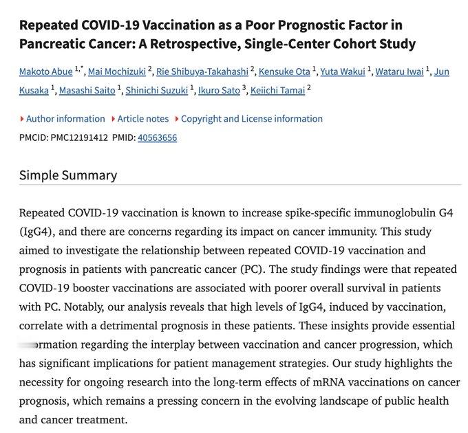 所有庆祝 mRNA 疫苗作为胰腺癌治愈方法的人可能都应该阅读这篇文章，该文展示了