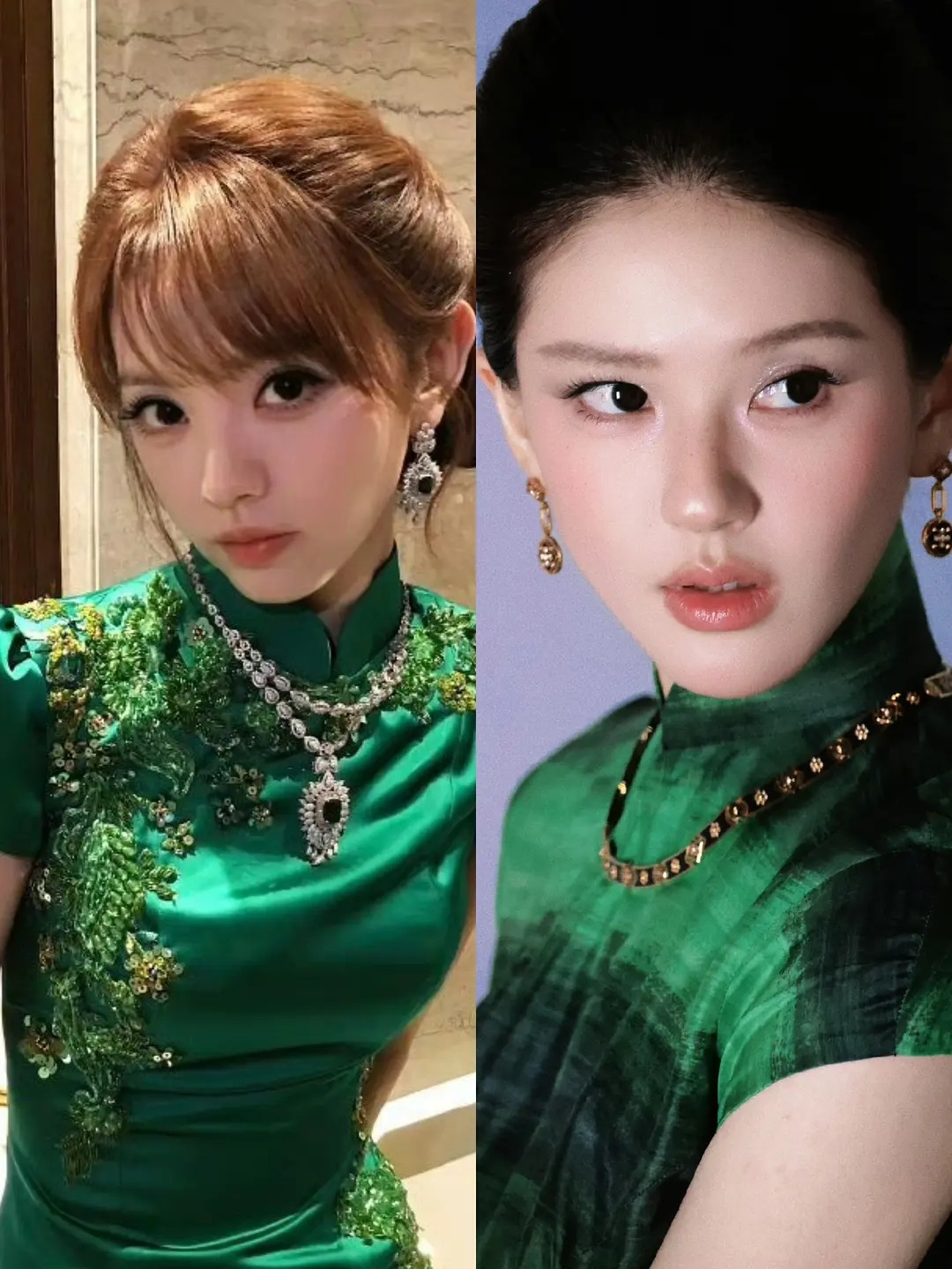 都是绿色旗袍，感觉这波田曦薇完胜赵露思啊 ​​​