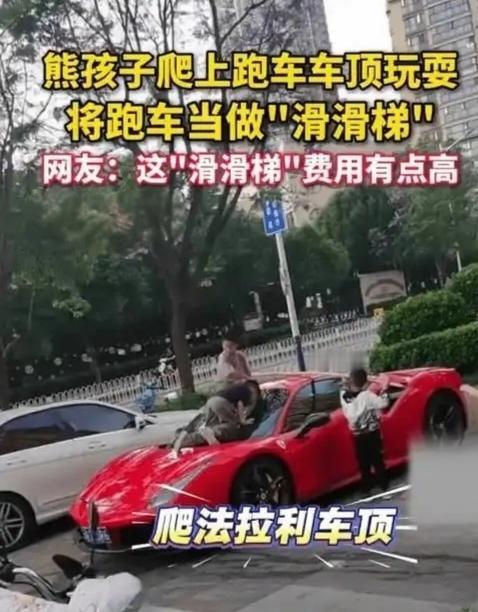 360万法拉利秒变“公共滑梯”？熊孩子狂欢背后，藏着最扎心的教育真相！

这画面
