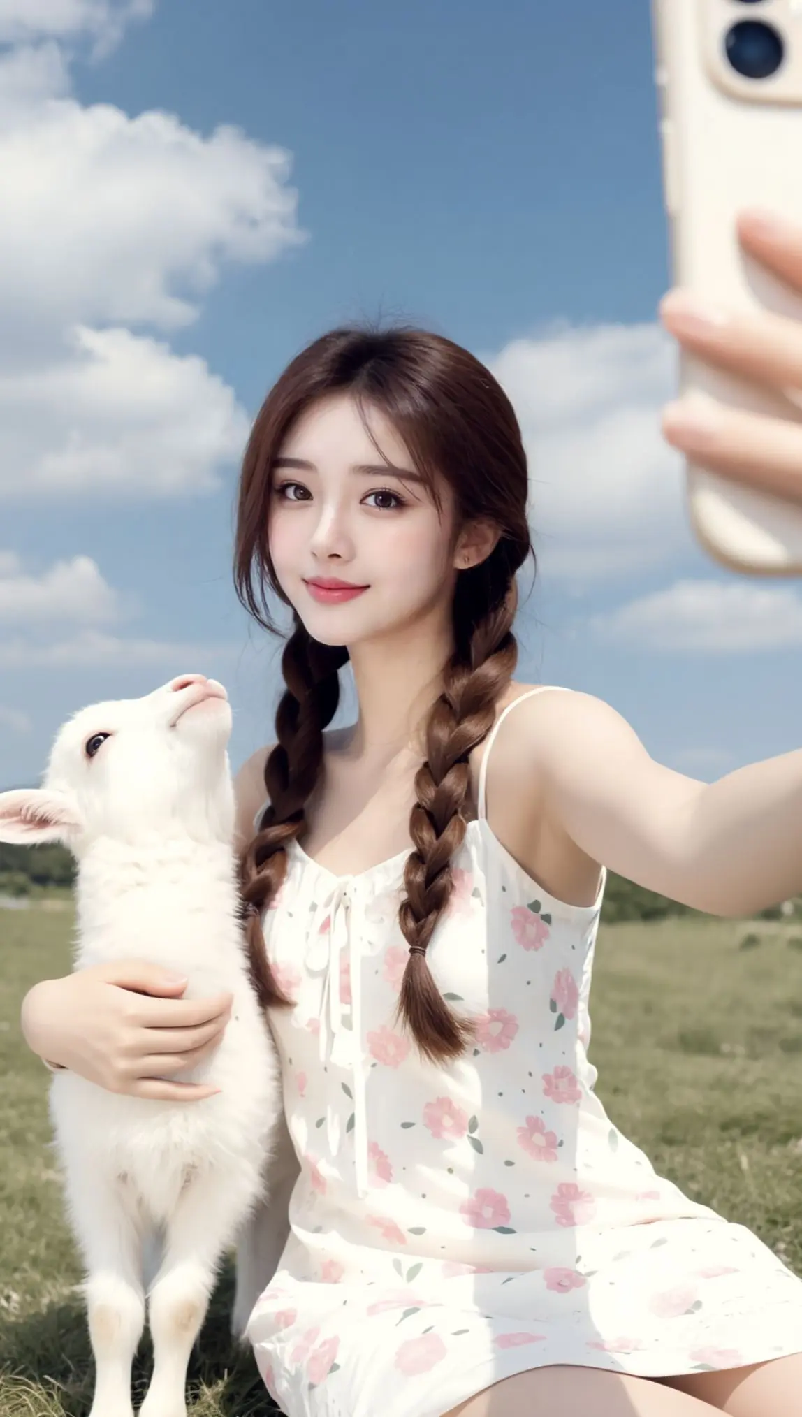 AI草地萌宠自拍 ai创作 原来ai写真可以这么美  谁拍谁好看 美出高级感
