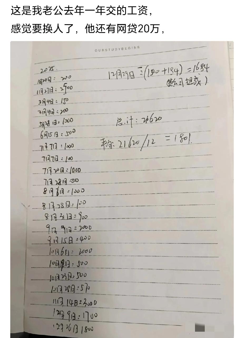 一个男人一年上交这点工资，日子还有盼头吗？