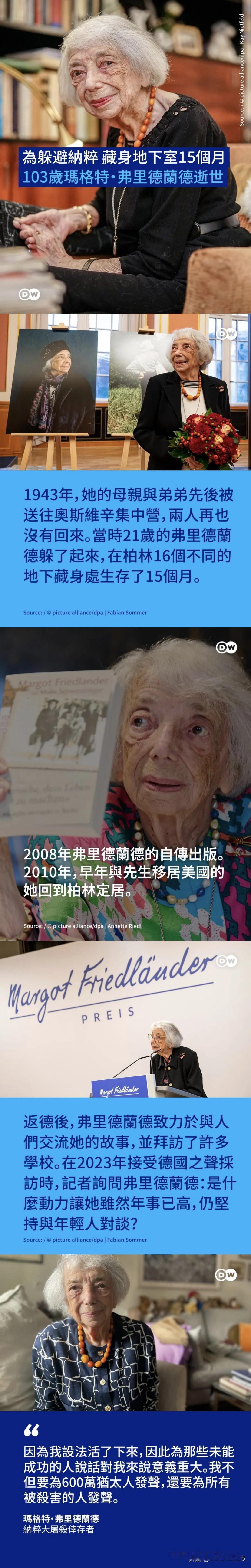 纳粹大屠杀幸存者玛格特·弗里德兰德(Margot Friedländer)于5月