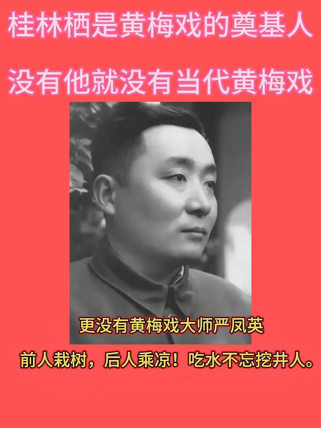 桂林栖才是黄梅戏的奠基人，黄梅戏起源于湖北黄梅县，在安徽发扬光大，桂林栖功不可没