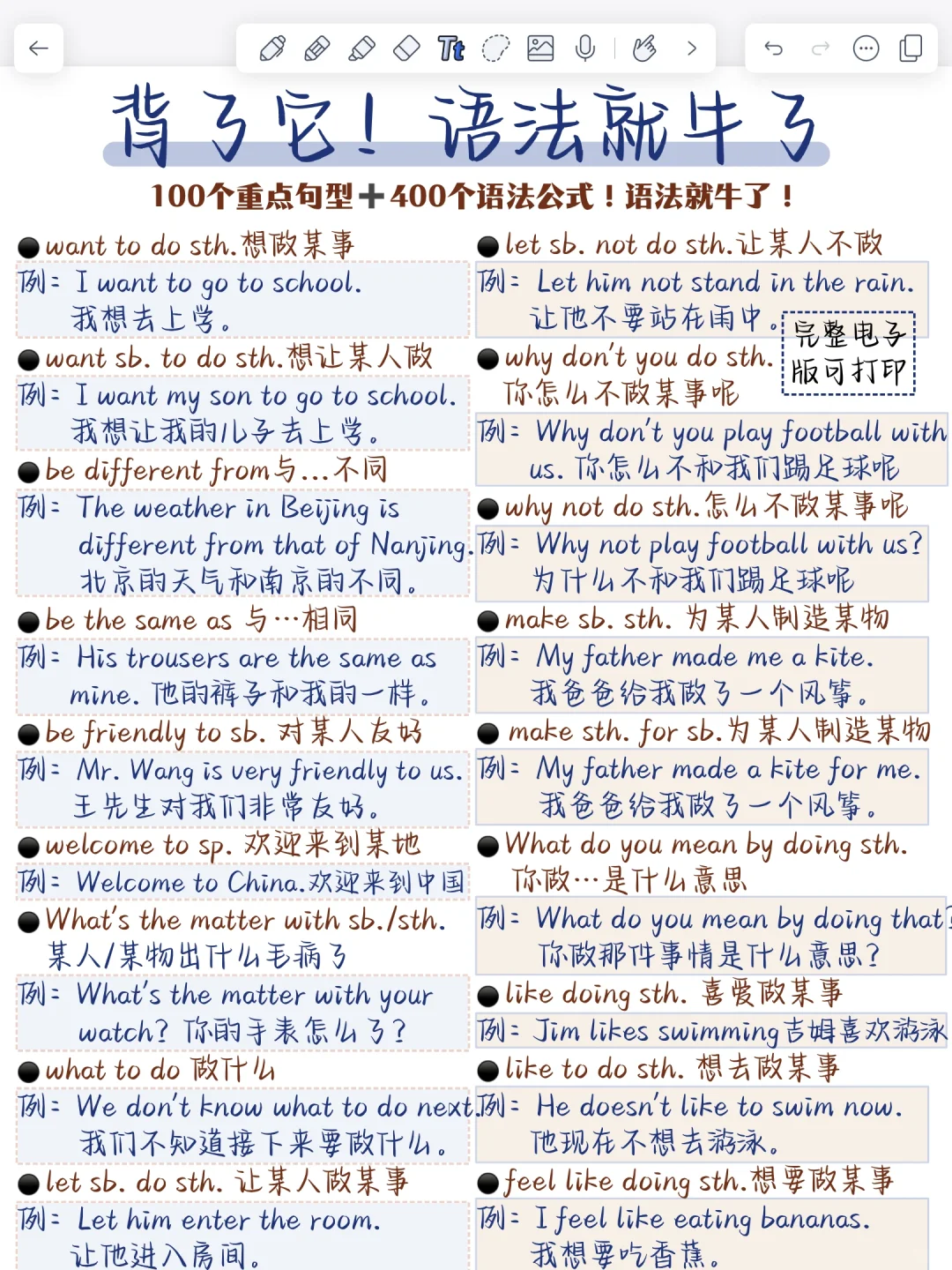 500个英语语法公式！零基础语法救星！牛啊！