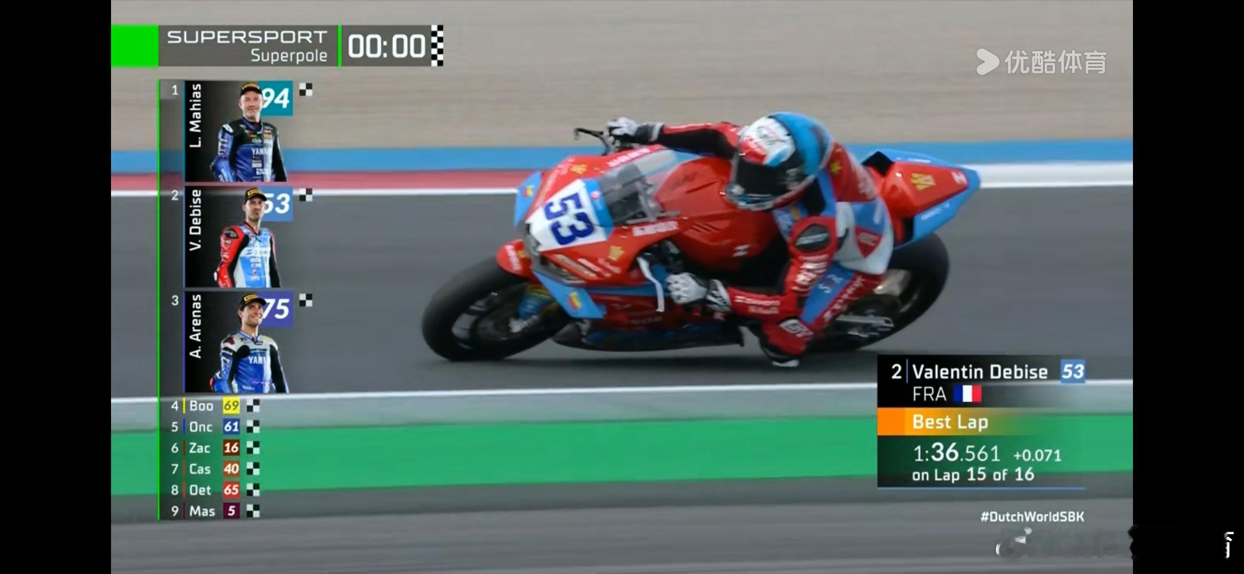 张雪机车53号德比斯排第二 👏可以👍两回合比赛加油🏍️🔥张雪机车出战WS