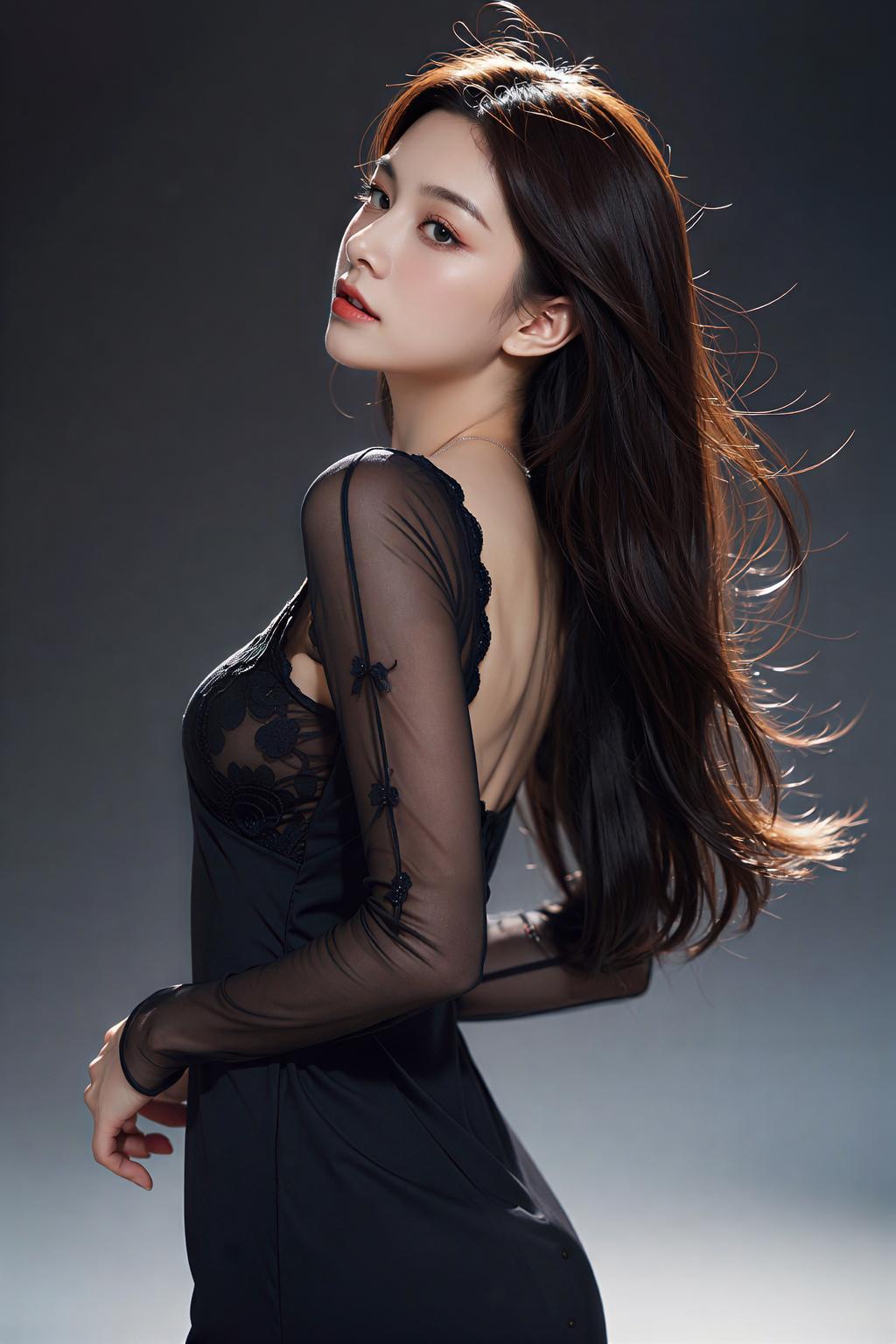 优雅黑裙，气质女神，惊艳瞬间