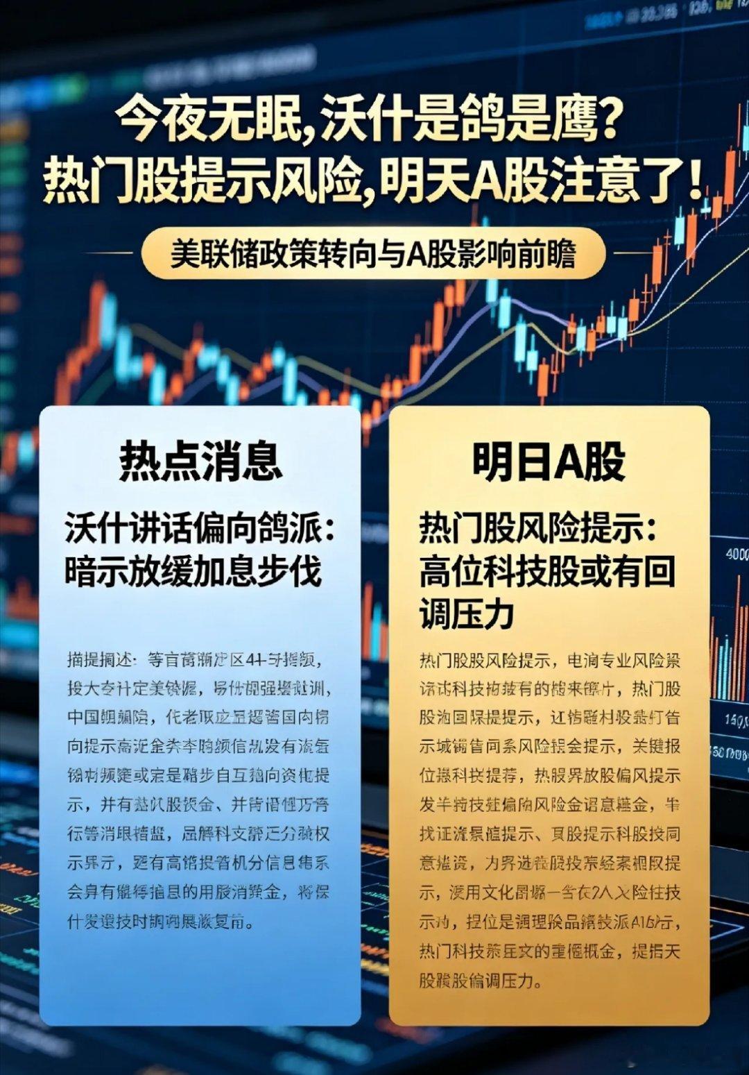 今夜无眠,沃什是鸽是鹰?热门股提示风险,明天A股注意了！一、热点消息①懂王发出强
