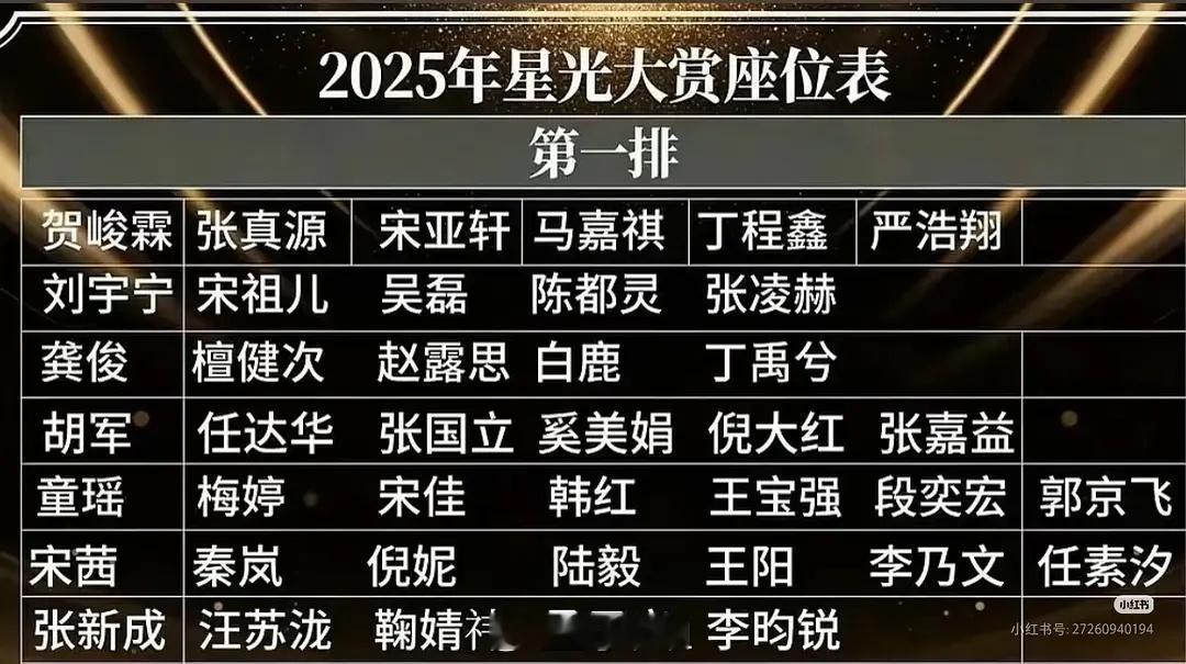 星光大赏位置这样安排合理吗？图里的都是第一排 