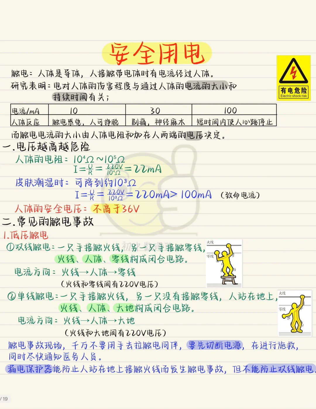 初三电学：安全用电