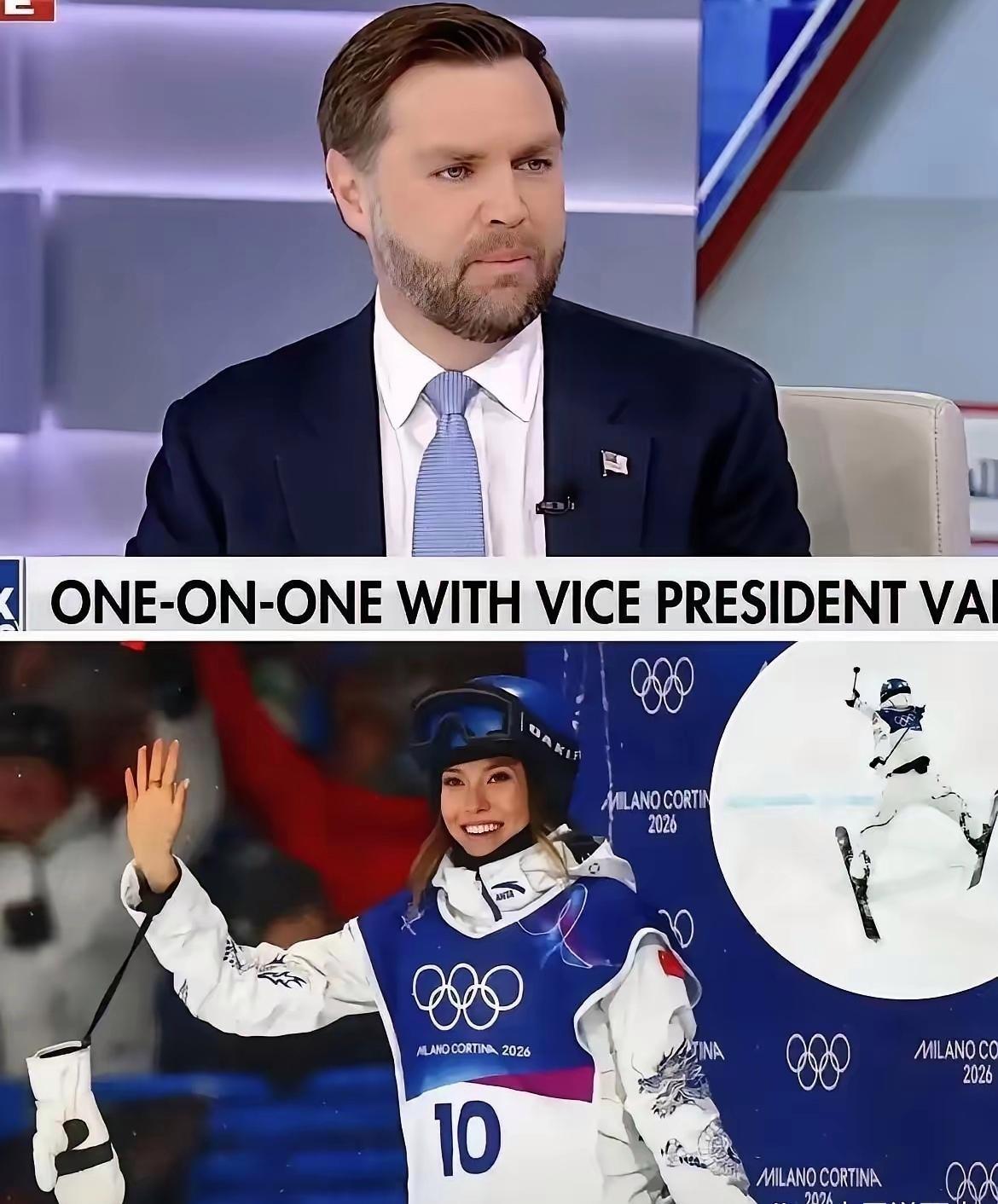 万斯在电视上点名谷爱凌。
他说，在美国长大、享受过美国自由的人，就该愿意代表美国