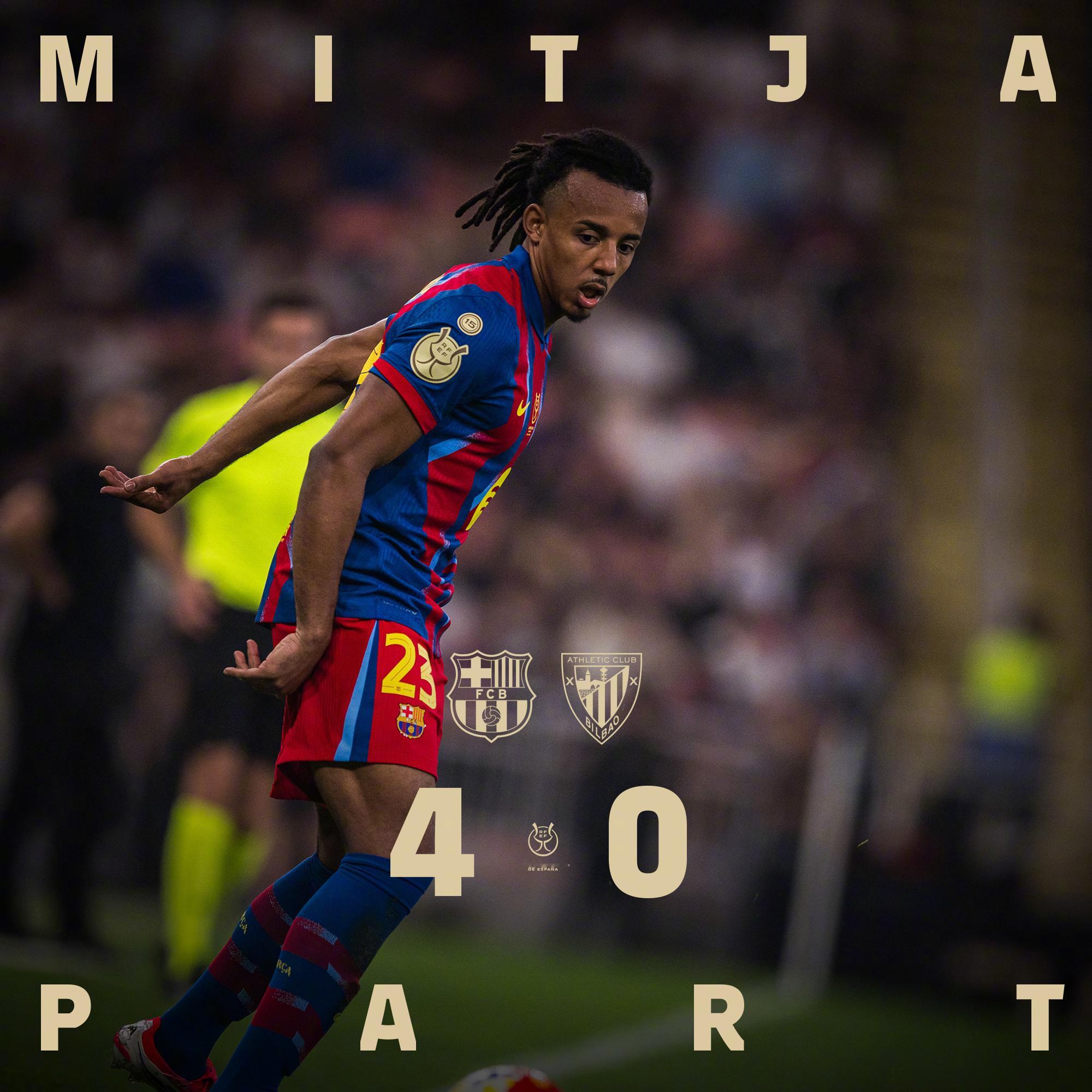 巴萨vs毕尔巴鄂竞技上半场比赛结束，巴萨4:0领先毕尔巴鄂竞技。上半场的45分钟