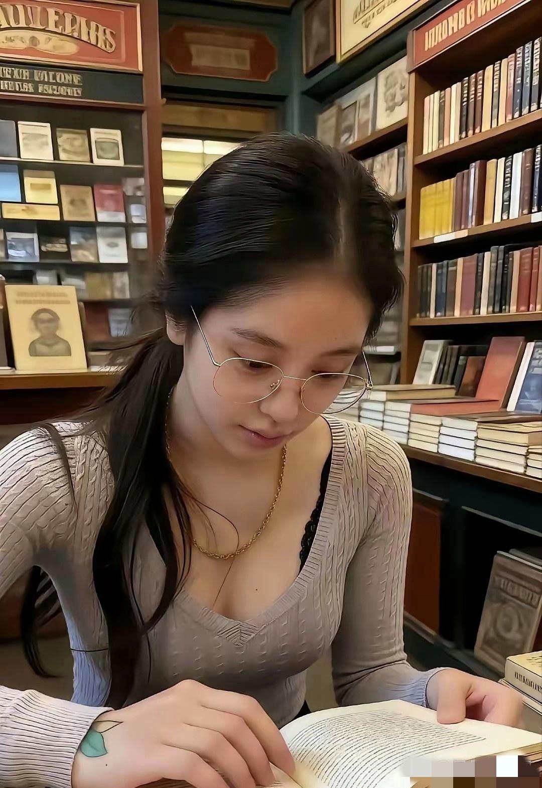 书店里认真看书的她，这一刻就是最美的女人