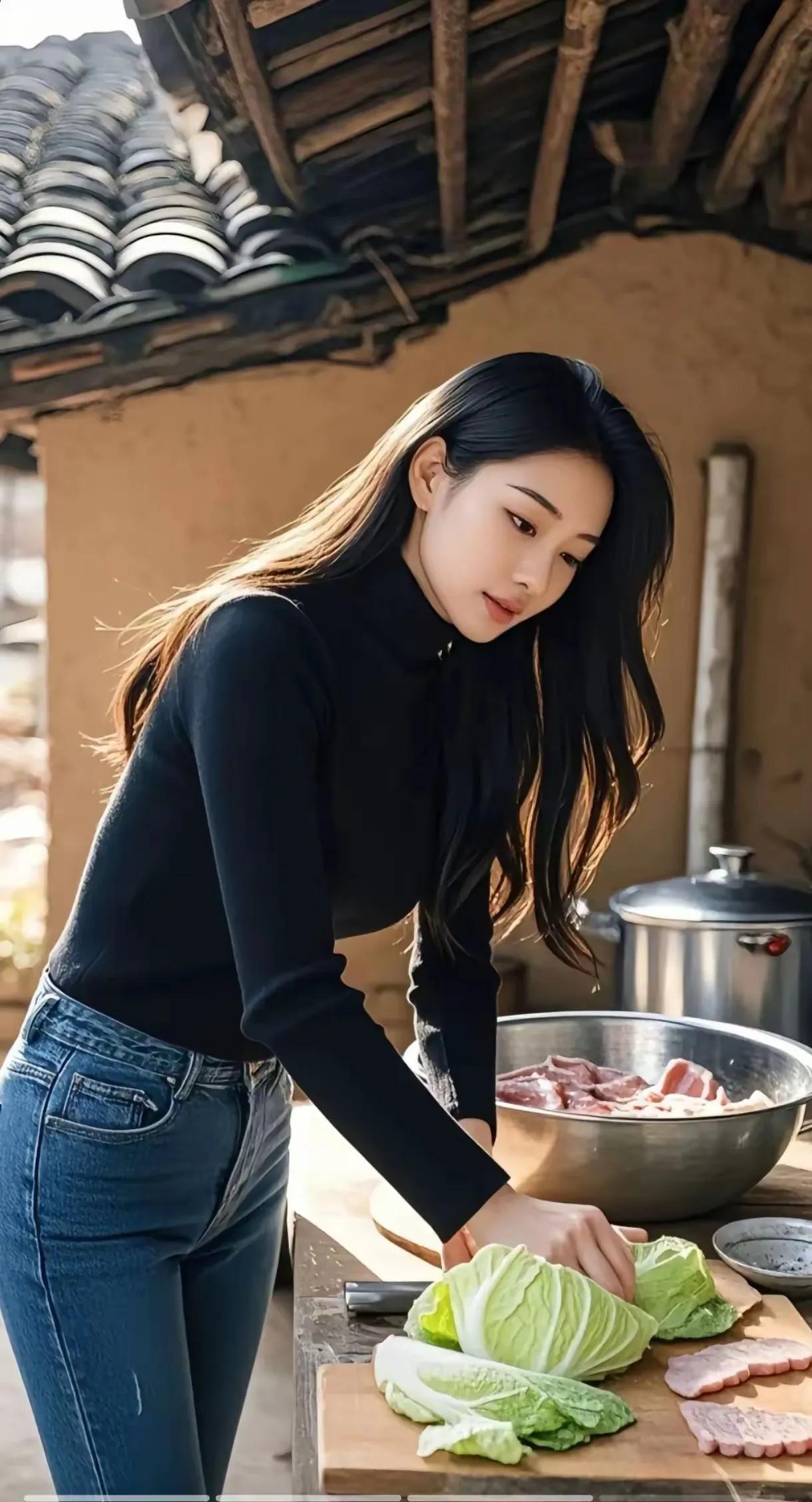 今天中午邻家小妹做大烩菜画面。