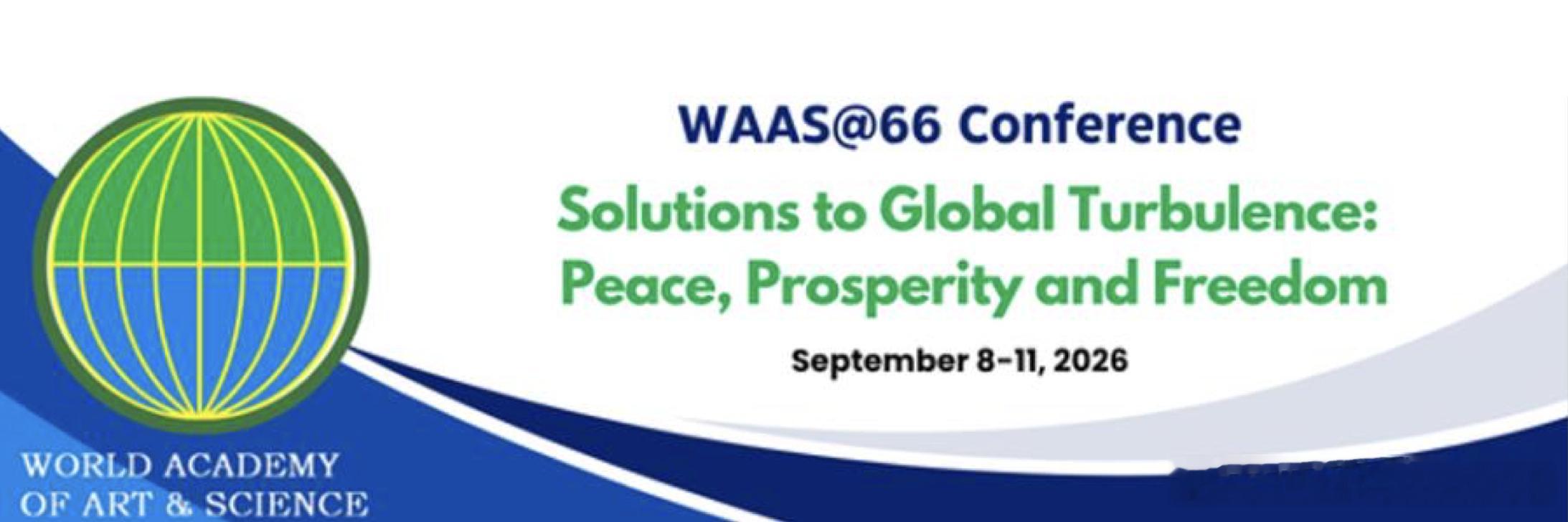 周晋峰将出席WAAS近日，世界艺术与科学院（WAAS）正式向周晋峰（世界可持续发