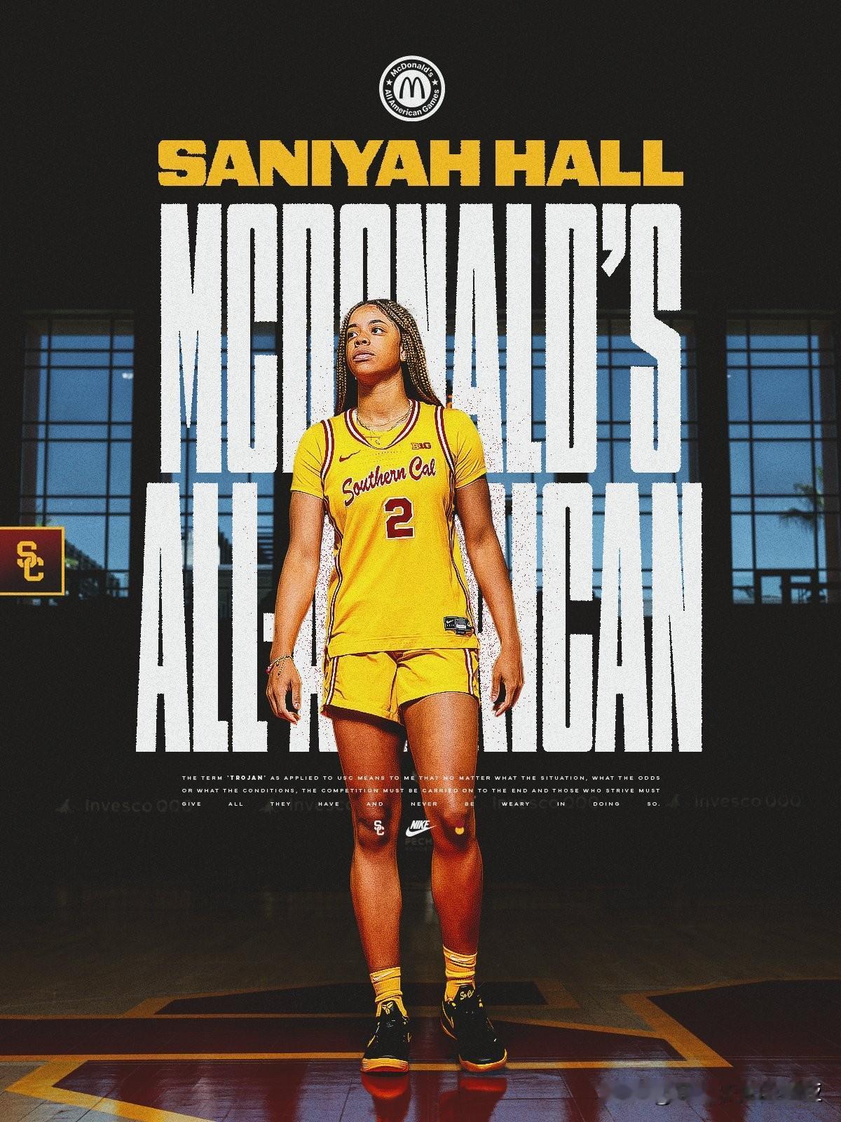 麦当劳全明星赛女篮名单出炉，Saniyah Hall是USC过去四年中的第三位全