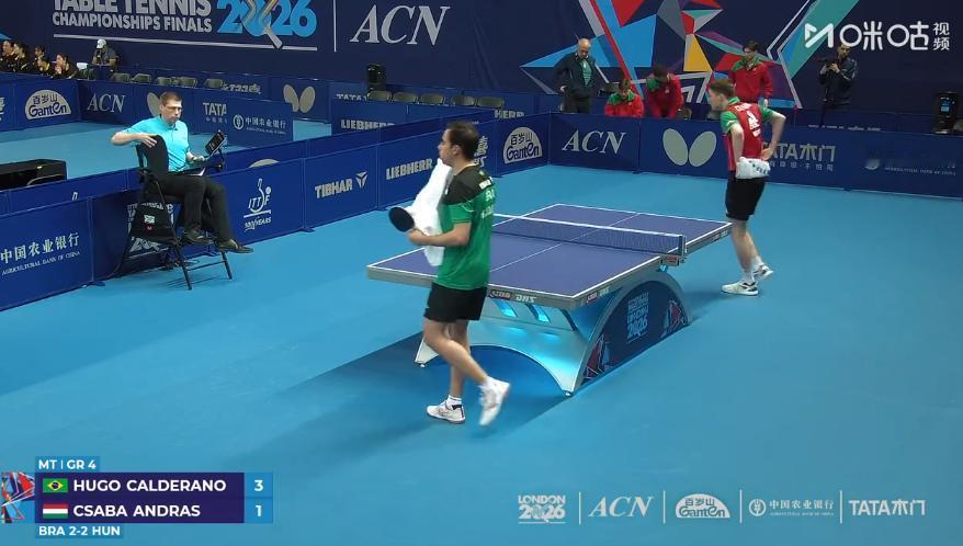 【伦敦世乒赛第二比赛日，资格循环赛，巴西男团3-2战胜匈牙利，取得两连胜】雨果兜