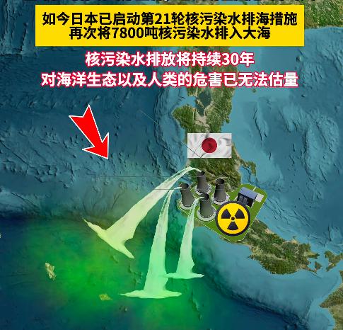 7月30日，不顾国际社会反对，日本启动第22轮核污染水排海，本轮约7800吨，累