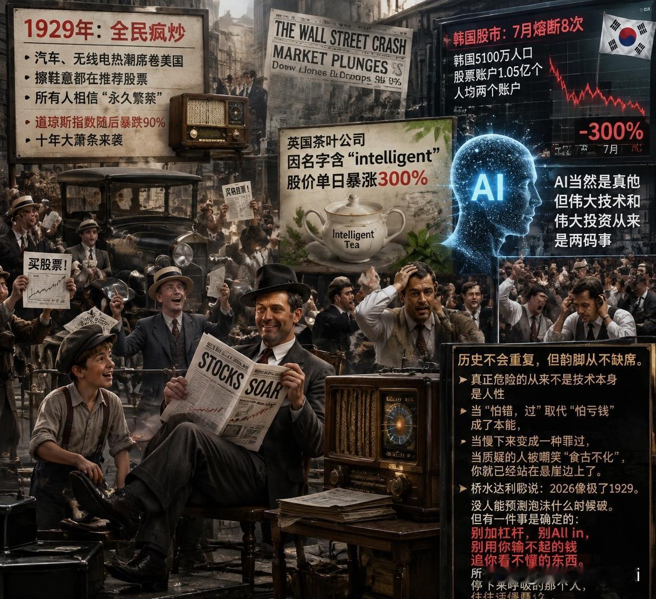 1929年，美国全民疯炒汽车和无线电，擦鞋童都在推荐股票。所有人都相信"永久繁荣