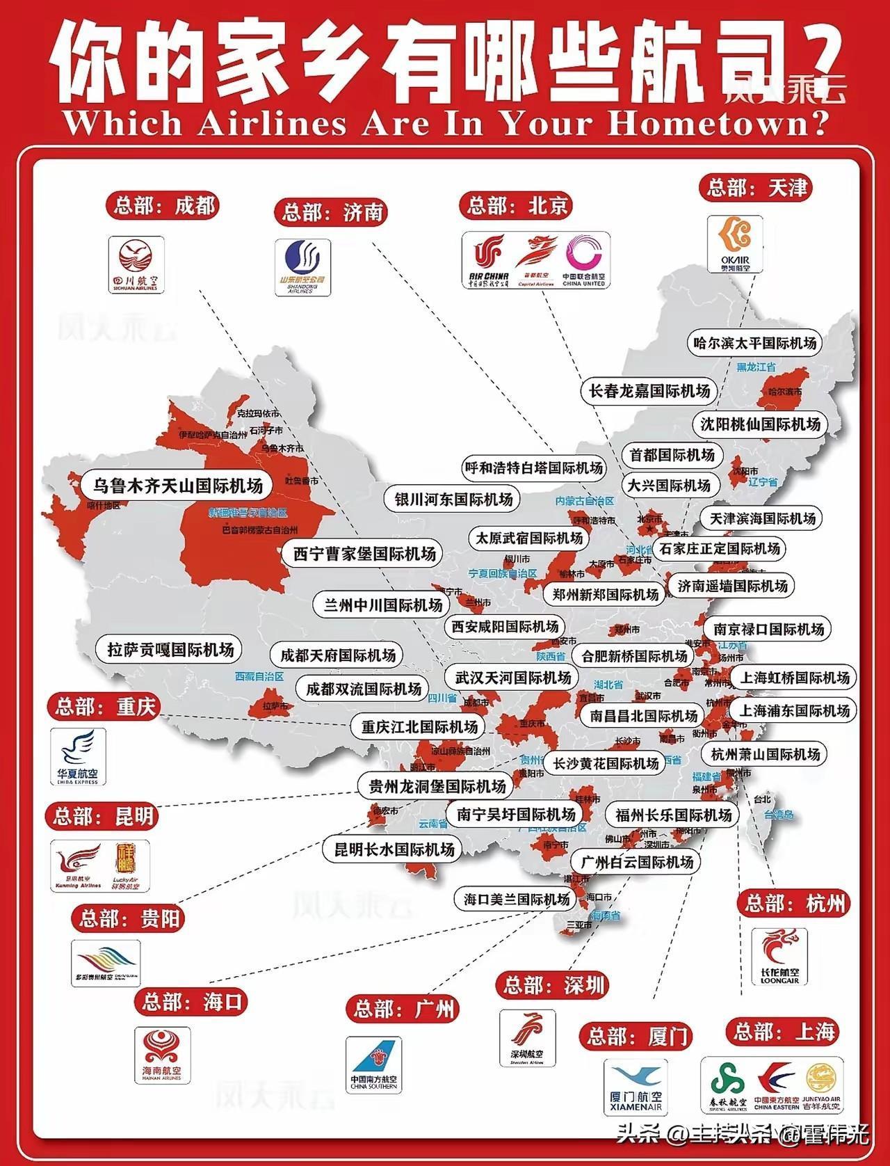 都有哪些航空公司在东北4大城市设立了主航空基地？

一，​中国国航：
•主基地：