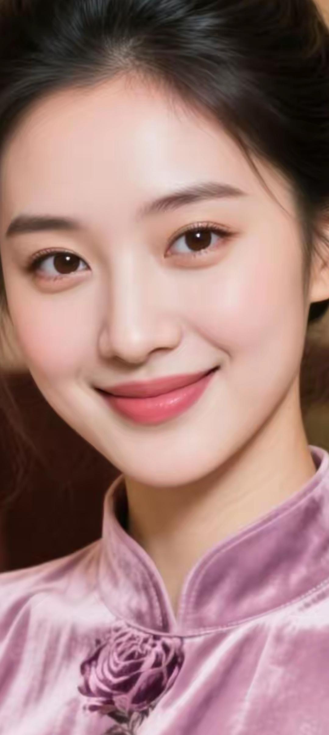 温柔甜美的少女，粉色玫瑰的优雅，笑靥如花。