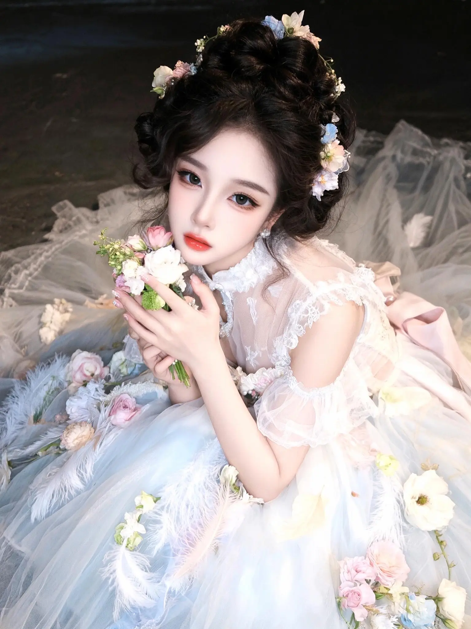 洛丽塔裙 花系仙女 森系鲜花妆造 花与少女 花环头饰