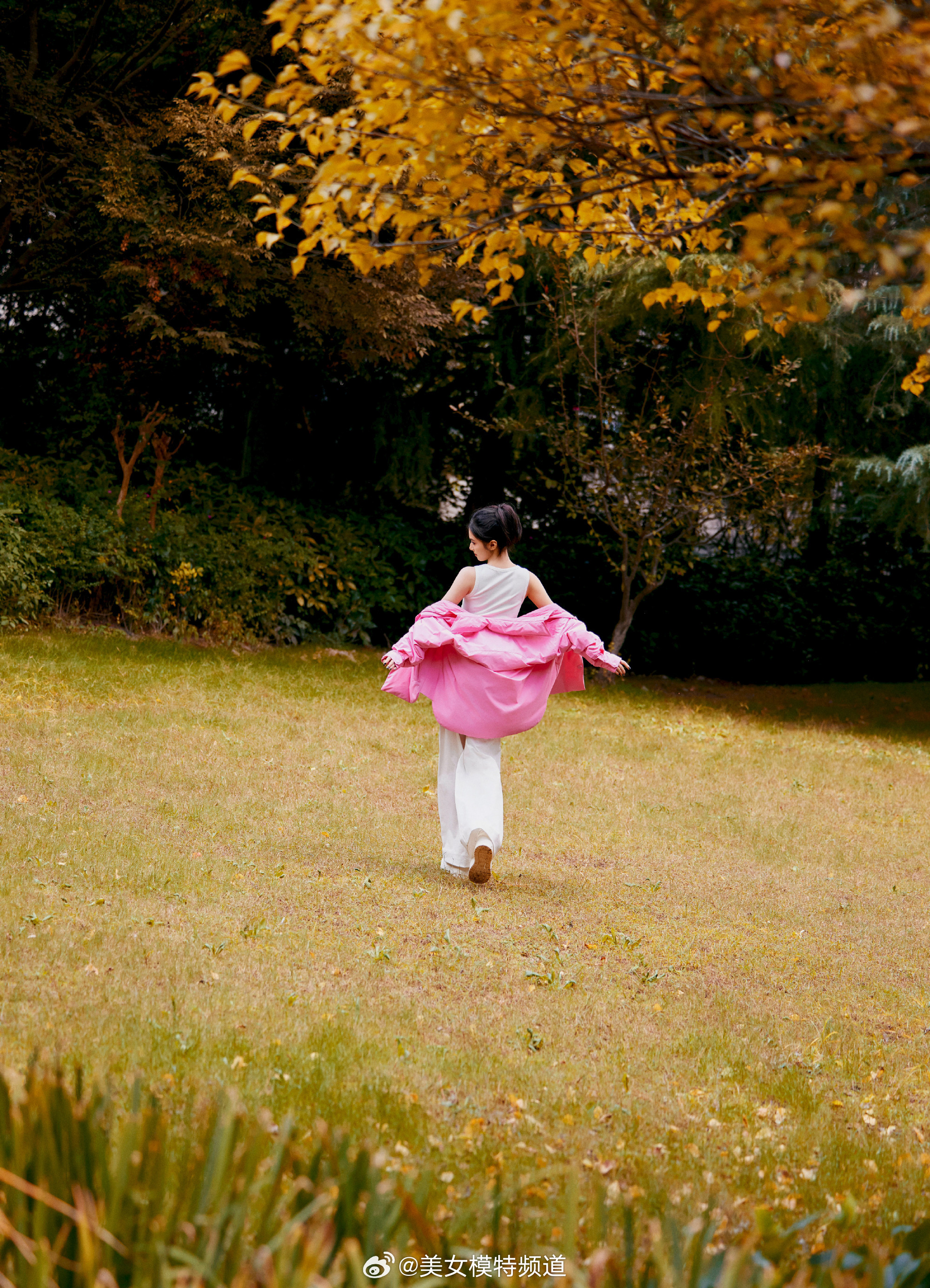 张婧仪光影跃动粉蓝色彩 