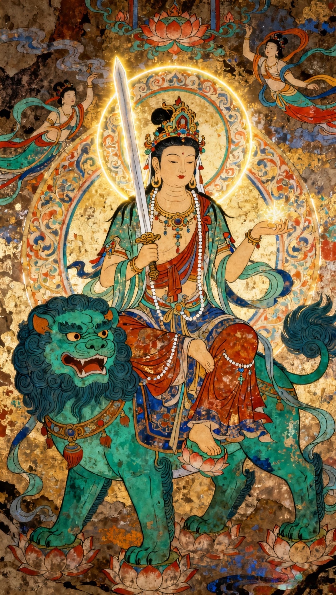 文殊菩萨，愿力如海，心中纯净， 则显神圣！  