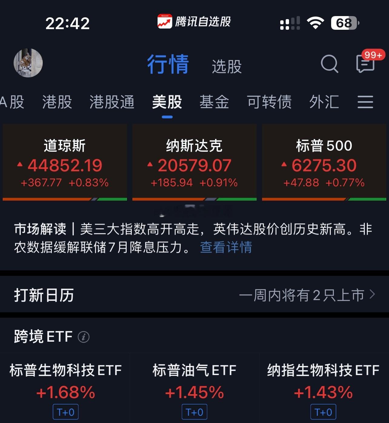 美股三大指数又双叒叕创历史新高，我今天A股降到5成仓，算踏空了吗？[笑cry] 