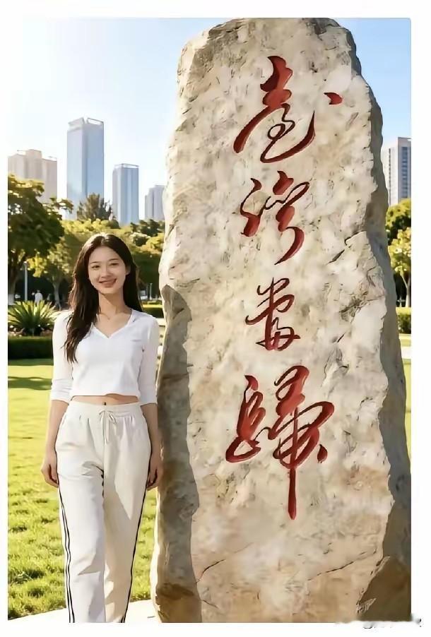 石碑上的字，写得真好，铁画银钩，笔力遒劲，道出了全国人民的心声，只是有点难认，能