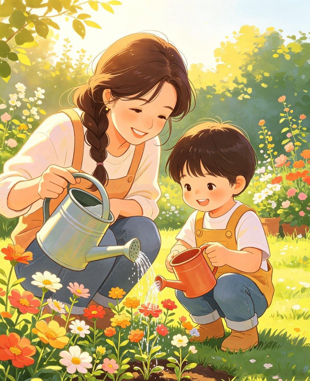 陈妍希AI与儿子的合照这组AI生成的亲子合照氛围感真的格外温馨，整体观感柔和又治