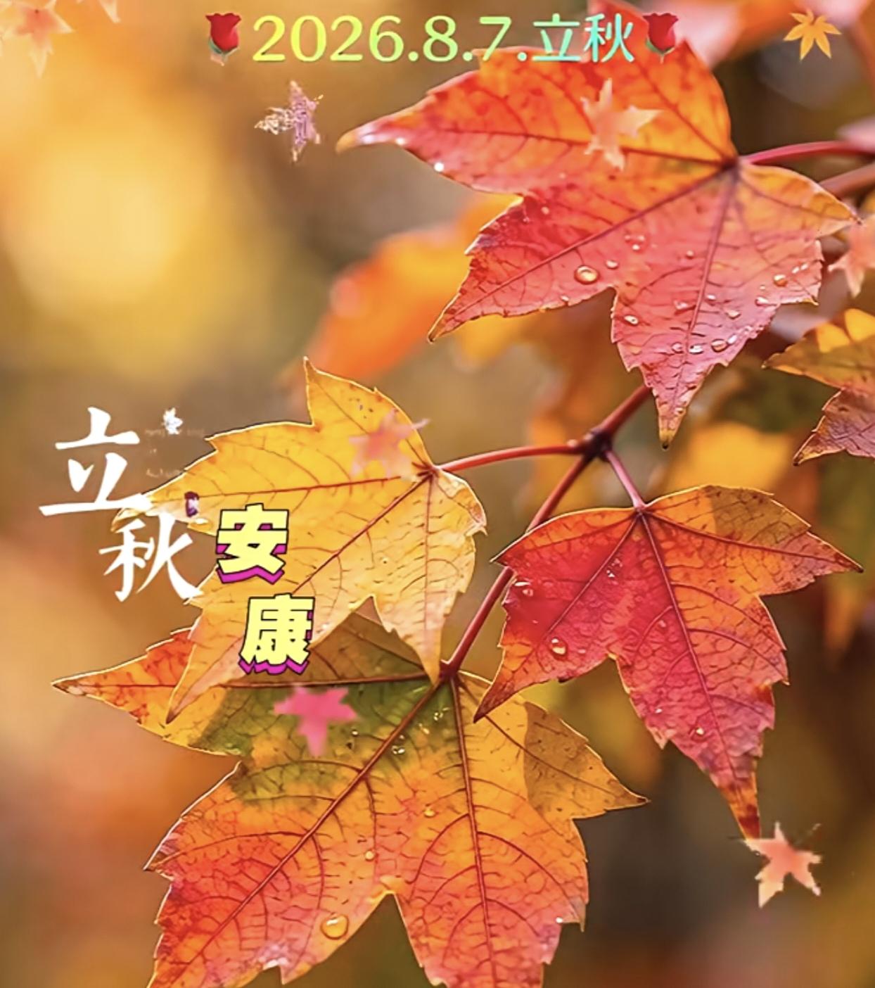 特别的日子，特别的祝福！
        今天是24节气的立秋，秋天是丰收的季节