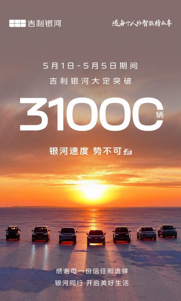 吉利银河在车市“大杀四方”，大定订单一举突破31000辆，平均日销超6000台，