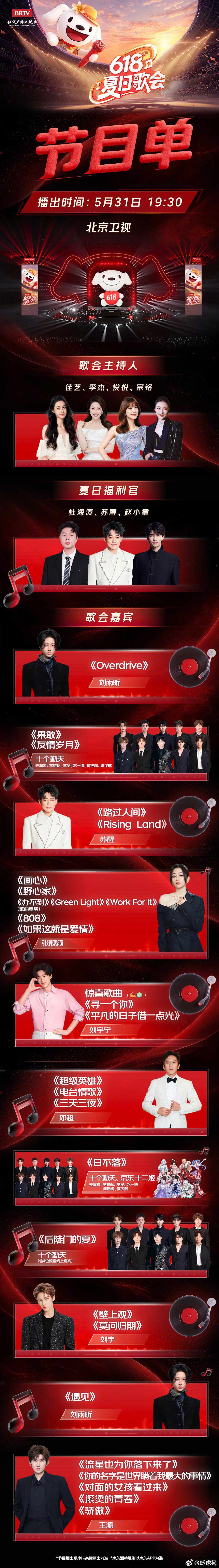 【#618夏日歌会官宣节目单#】夏风送歌，旋律赴约🎶#618夏日歌会# 完整节