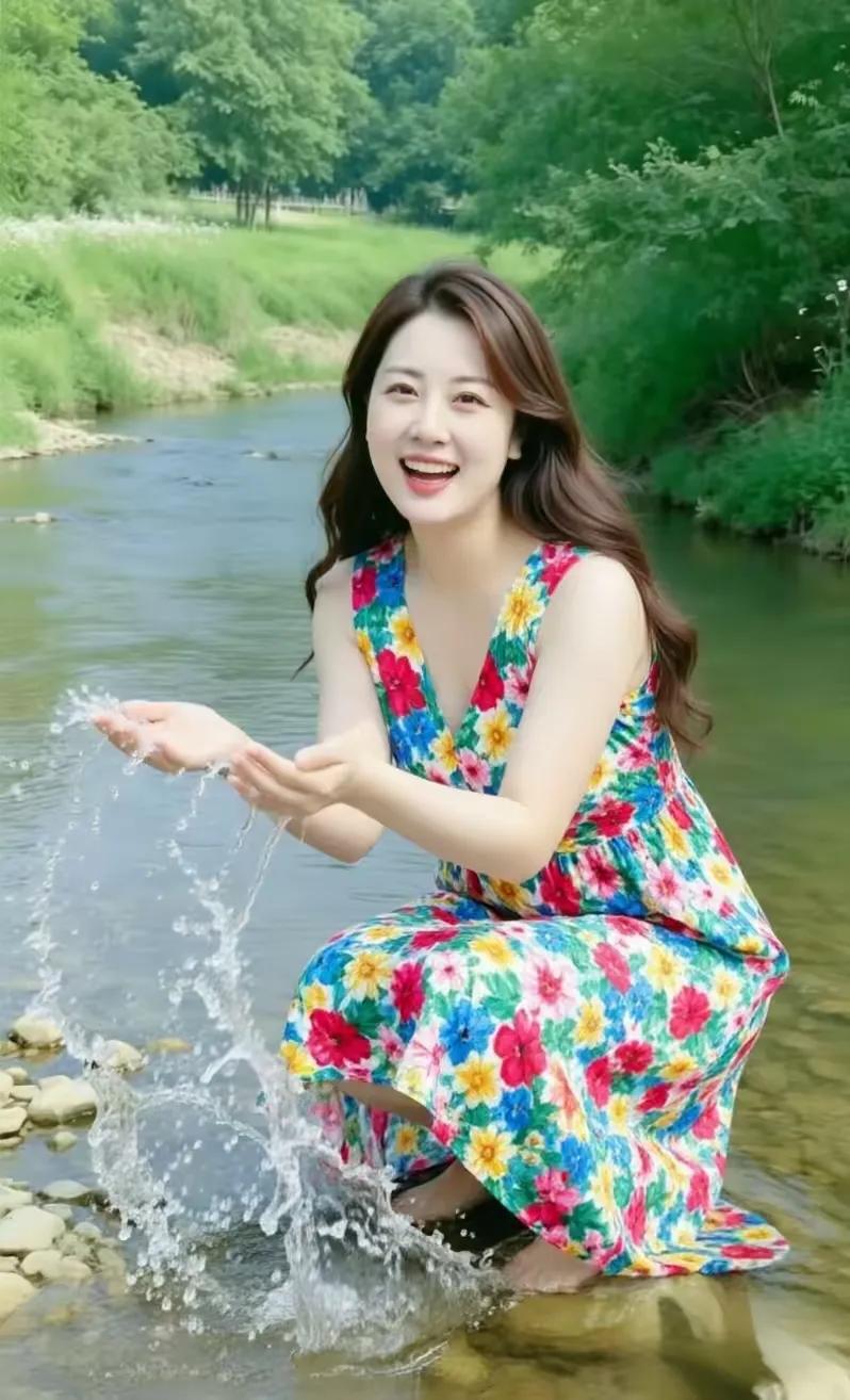乡间的小溪
乡间小溪的波光粼粼，水草飘摇，清澈的水流在阳光下闪烁，如诗如画，给人