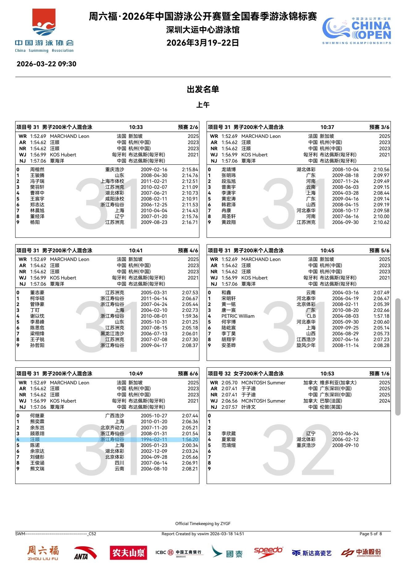 SWim进行时    『10012』20260318 中国游泳公开赛秩序册男子2