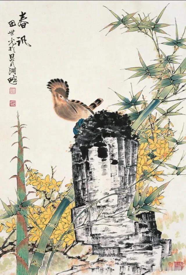 名家笔下的：《迎春花》
#国画# #国画名家推荐# #花鸟画作品欣赏#