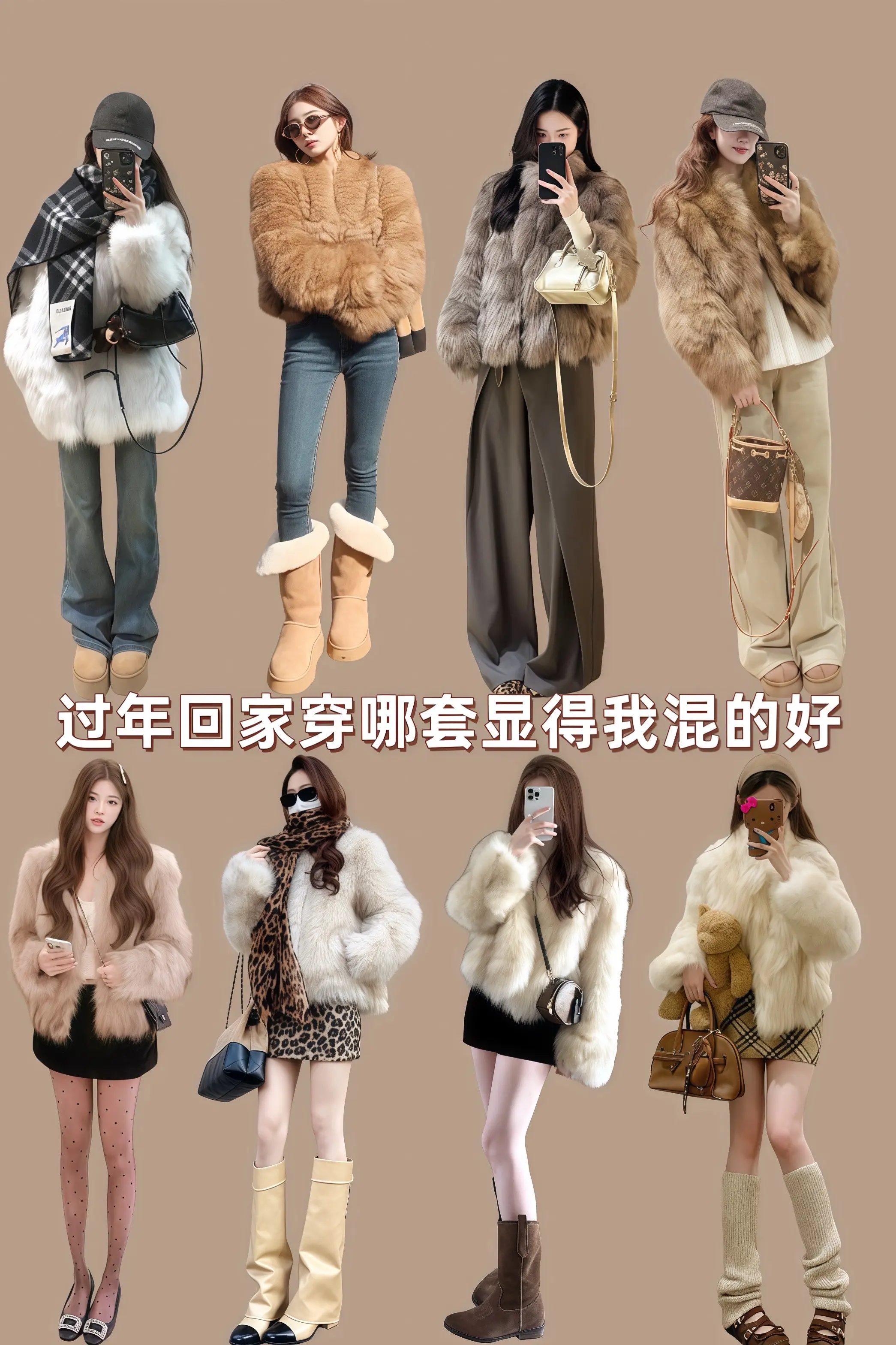 过年回家穿哪套显得我混得好 过年穿什么皮草外套高级感穿搭毛毛外套