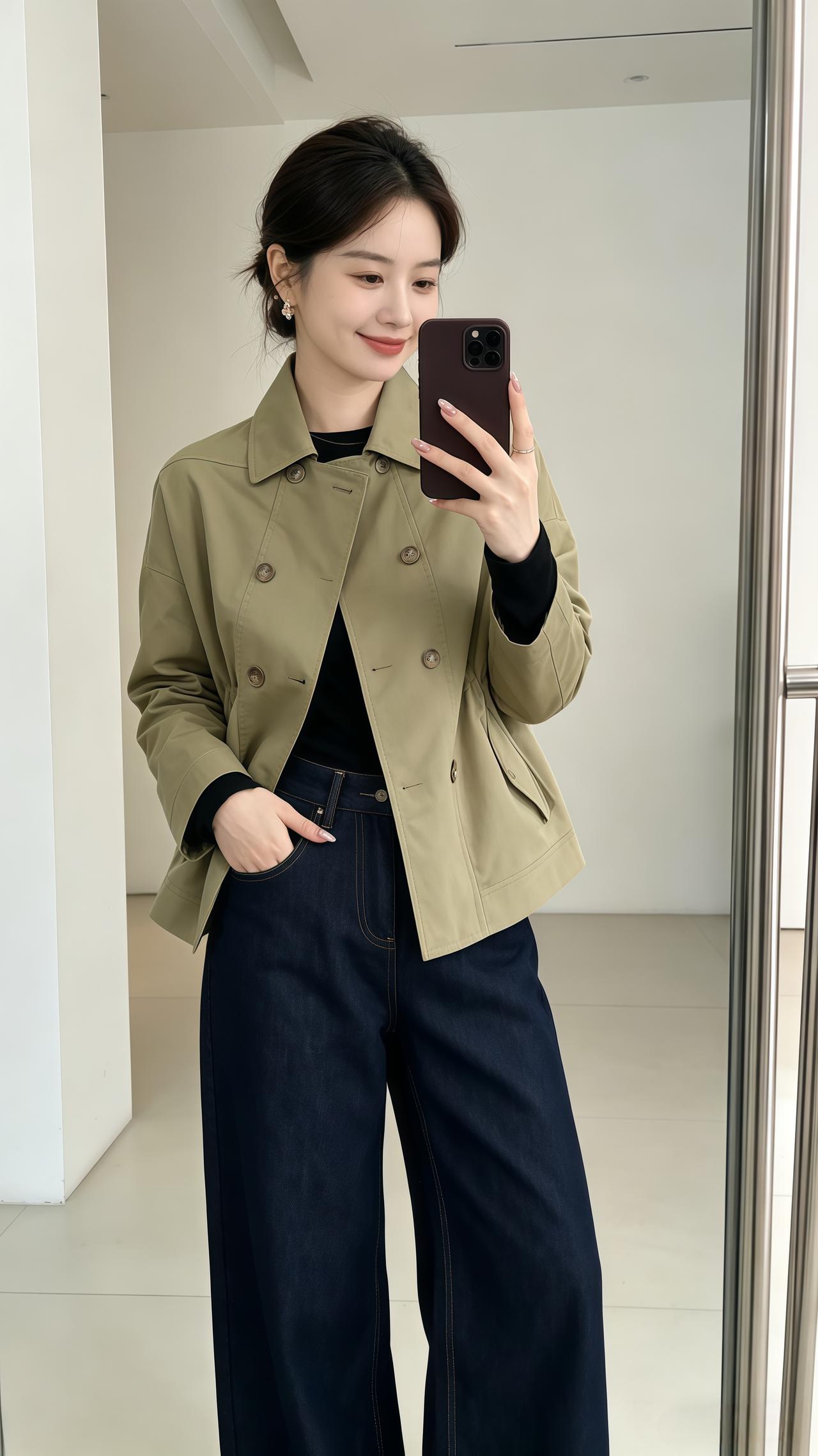 小翻领短款外套 穿搭今天穿什么韩系穿搭的 气质穿搭