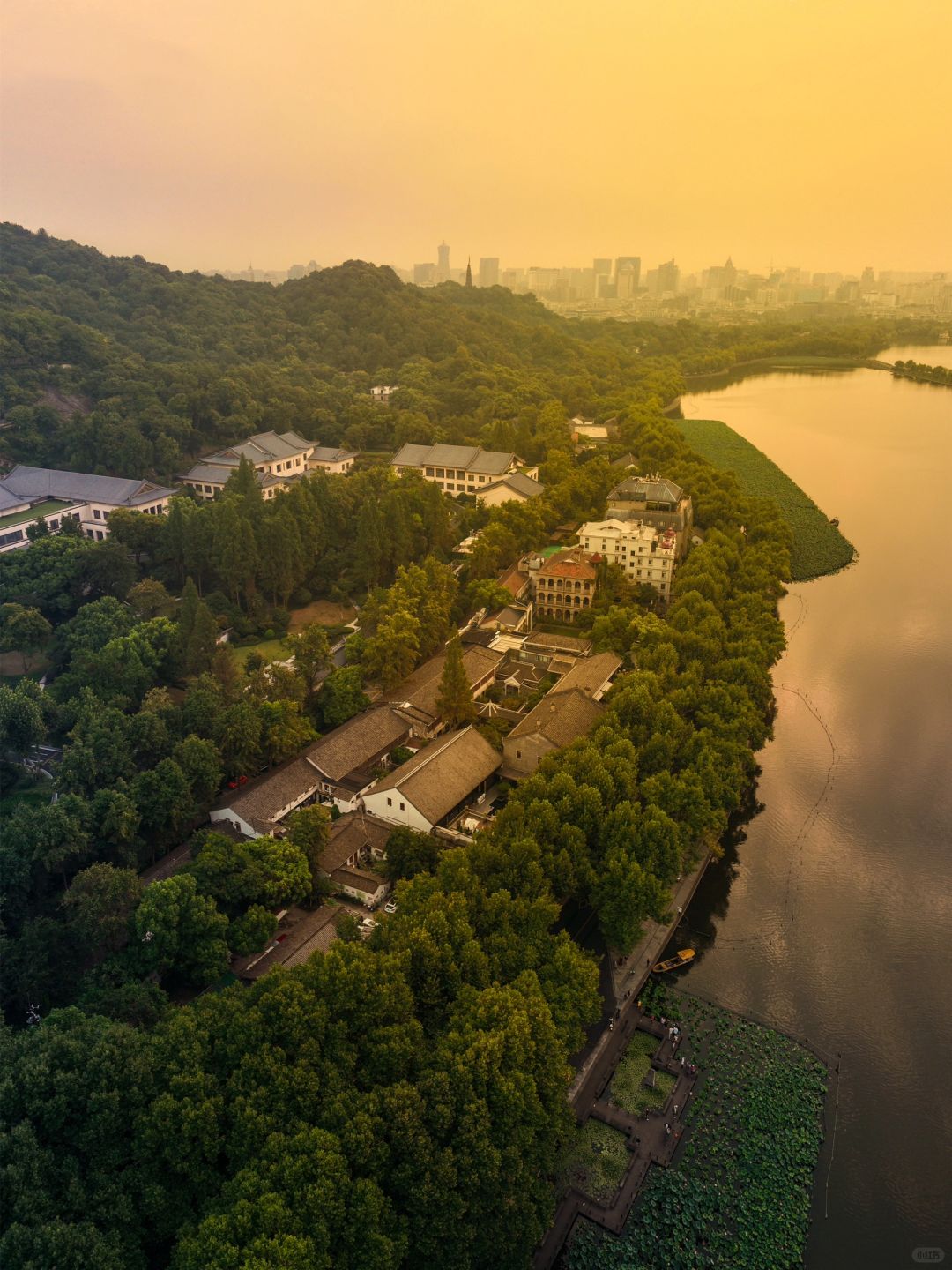 航拍西湖北山街别墅：秋水山庄 浪漫至极❗️