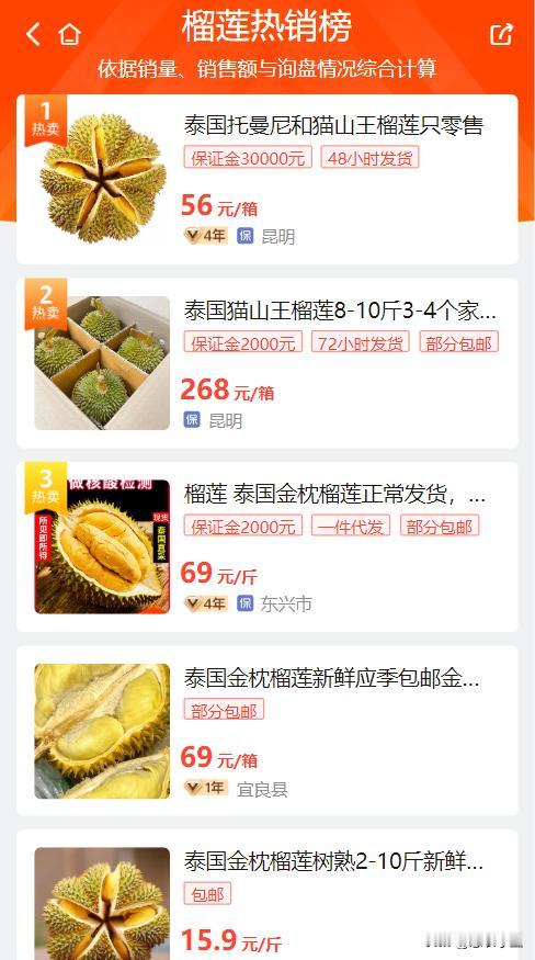 实现“榴莲自由”的机会来啦！#榴莲#大量上市，批发价1斤低至20元，惠农网榴莲热
