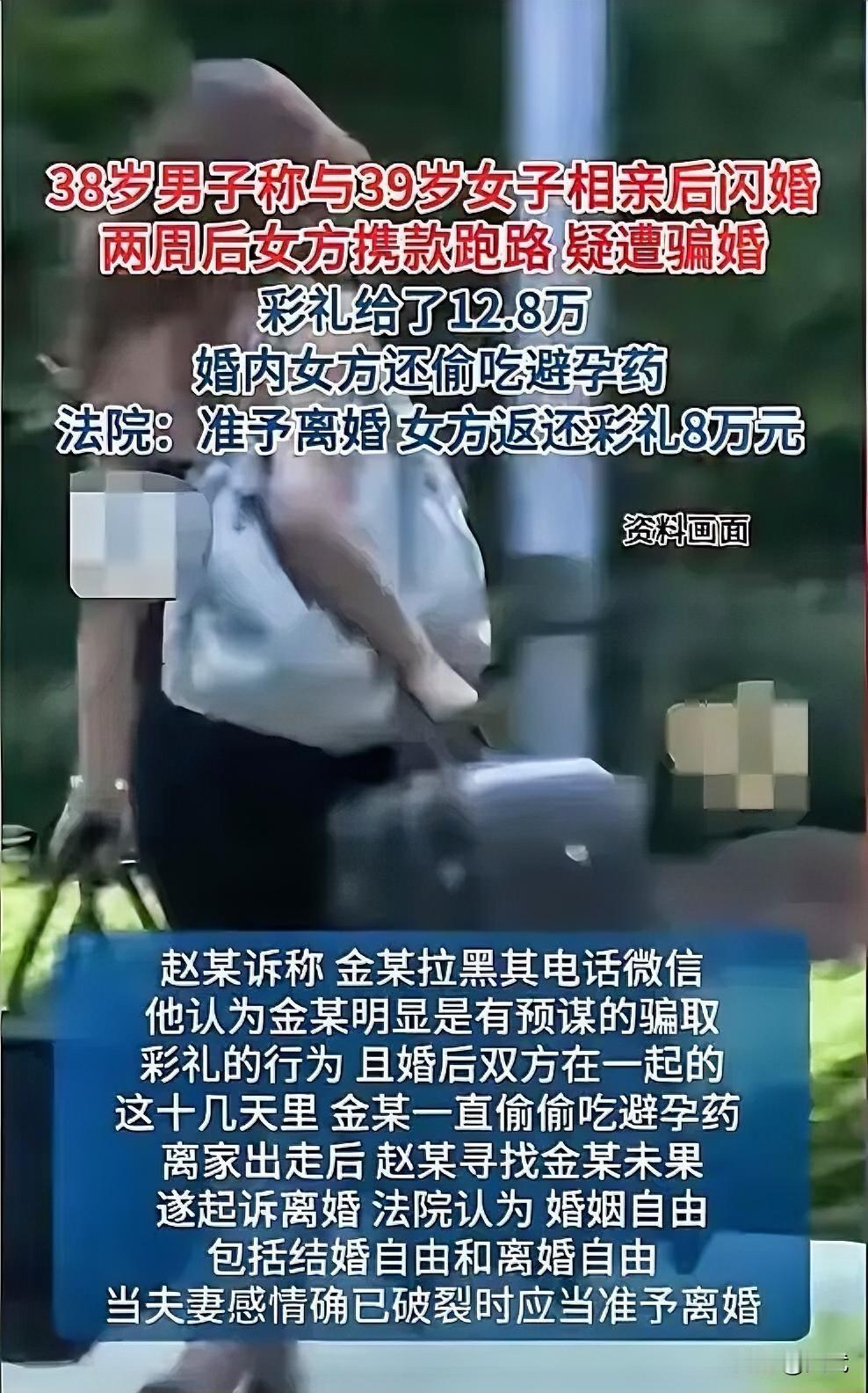 河南泌阳的赵某与金某在家人催促下闪婚，却因妻子偷偷避孕、卷款失踪而走上法庭。这场