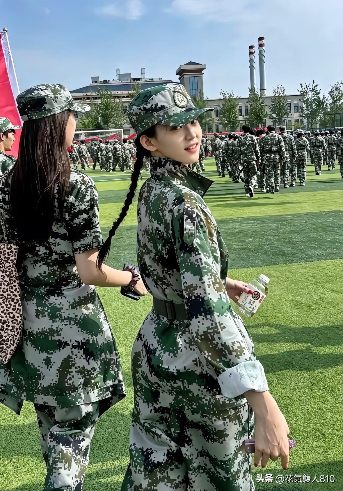 大一军训｜迷彩服下的少女感