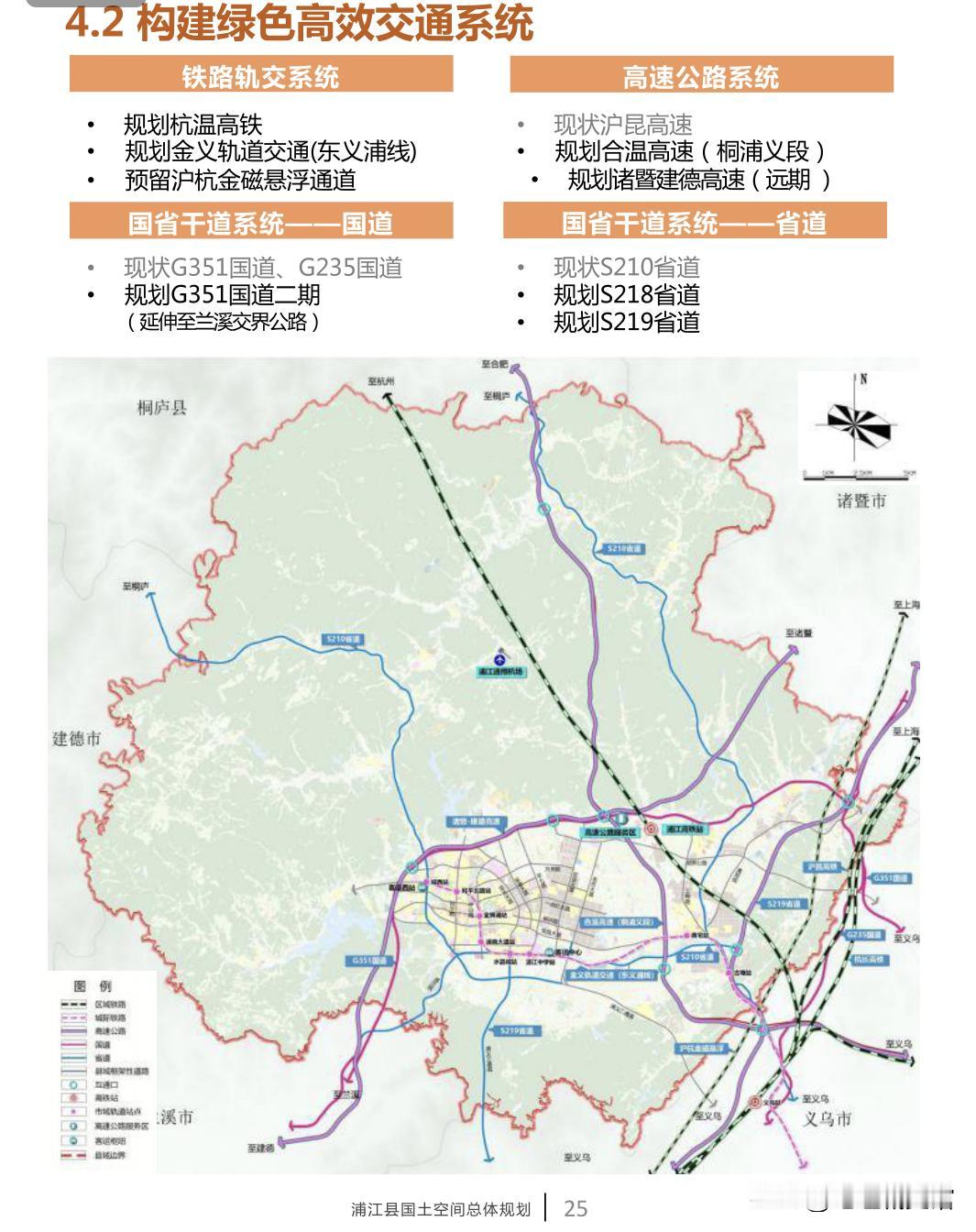浦江县高铁交通规划
当前，浦江县境内有杭温高铁及附属浦江高铁站。
根据浦江县20