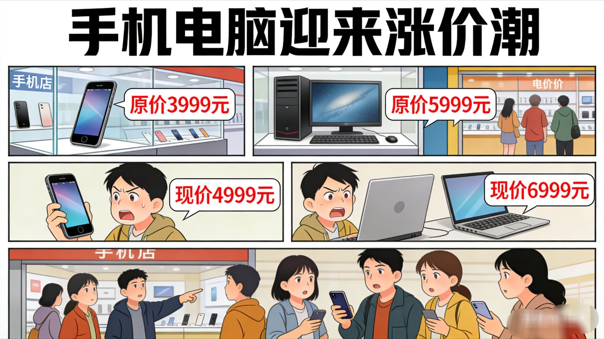 手机电脑迎来涨价潮 反正这么些年除了gz不涨什么都在涨了，大家伙东西能用就弄着吧