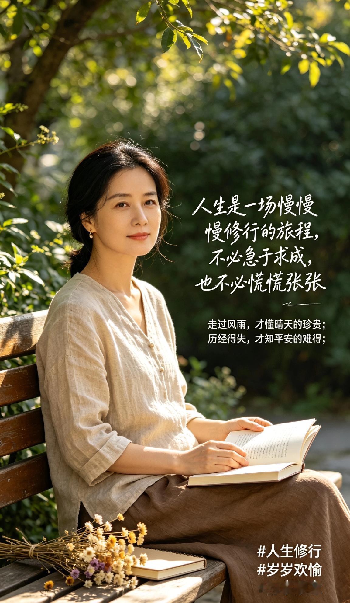 人生是一场慢慢修行的旅程，不必急于求成，也不必慌慌张张。走过风雨，才懂晴天的珍贵