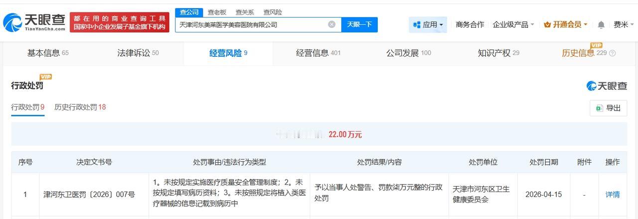315曝光外泌体公司共被罚259万

315外泌体涉事公司共被罚259万
天眼查