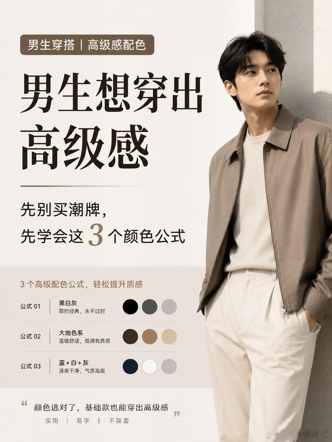 男生想穿出高级感，先学会这 3 个颜色公式，承包笑点碎碎念 很多男生觉得自己穿得