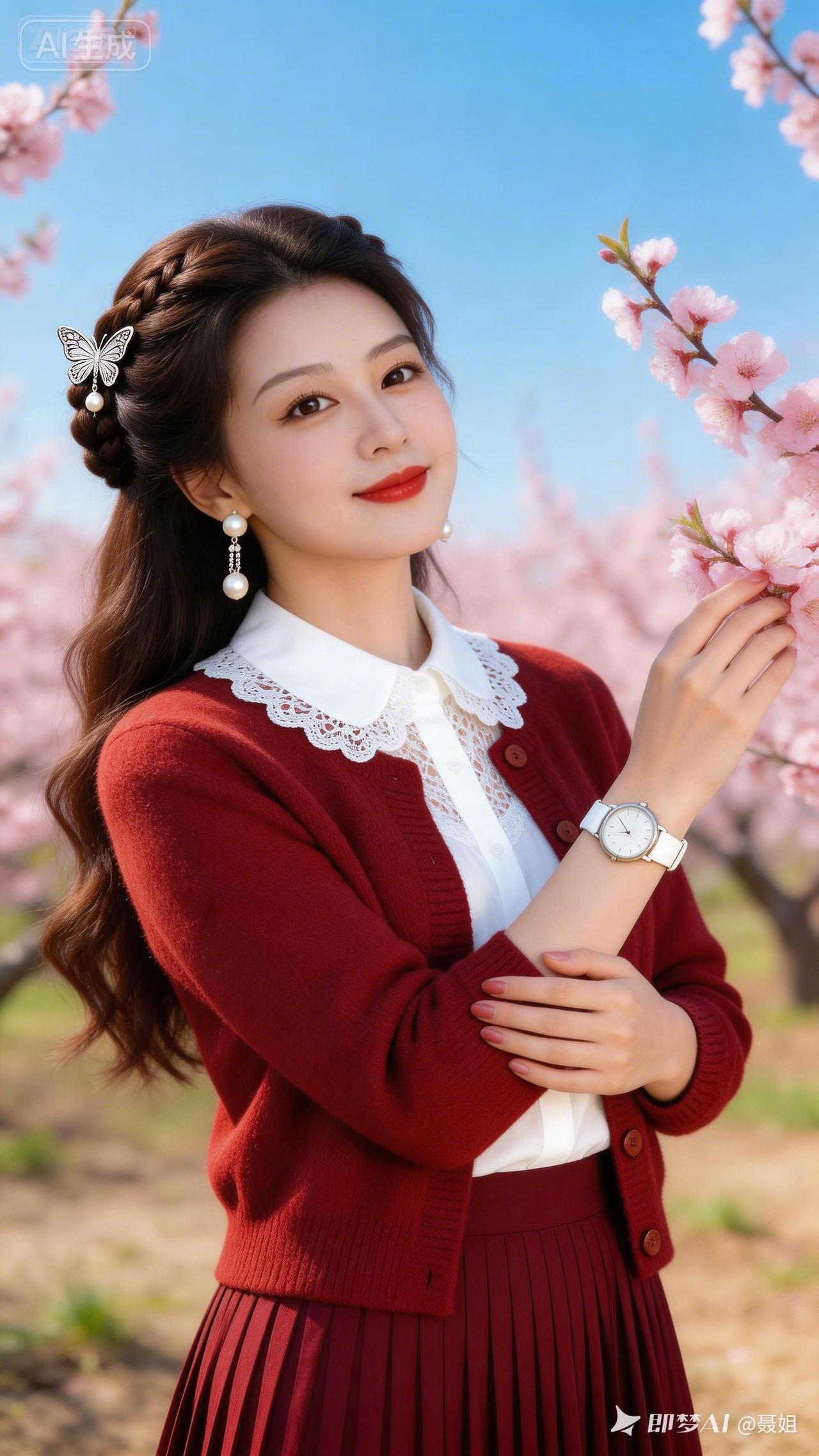 春日粉黛，花间少女，甜美如画！