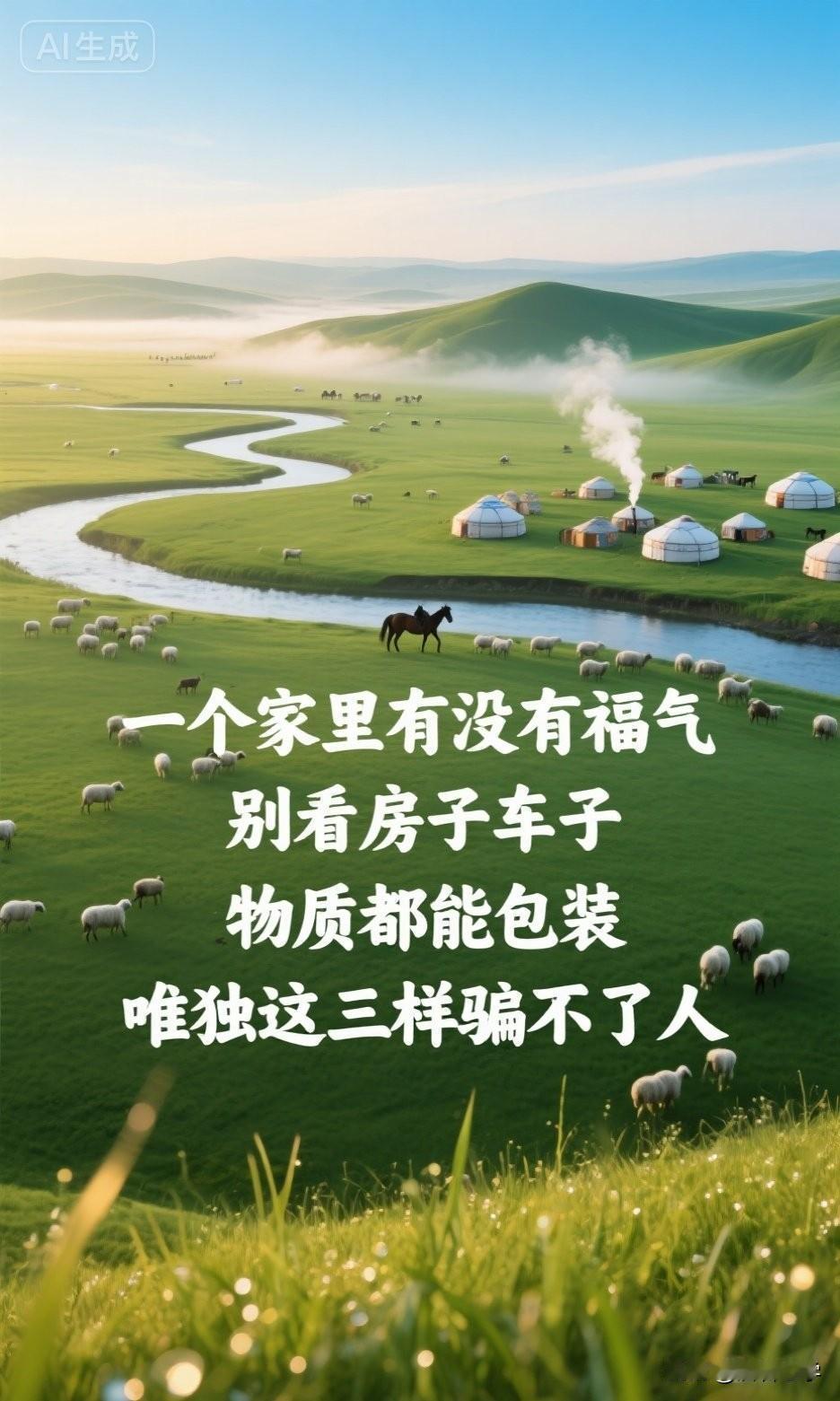 一个家里有没有福气，别看房子车子，物质都能包装，唯独这三样骗不了人 。

《菜根